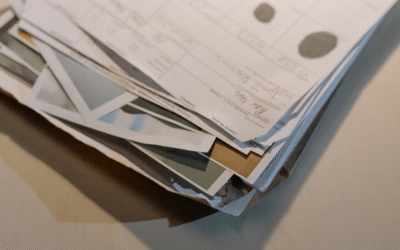 image of various documents piled on a table